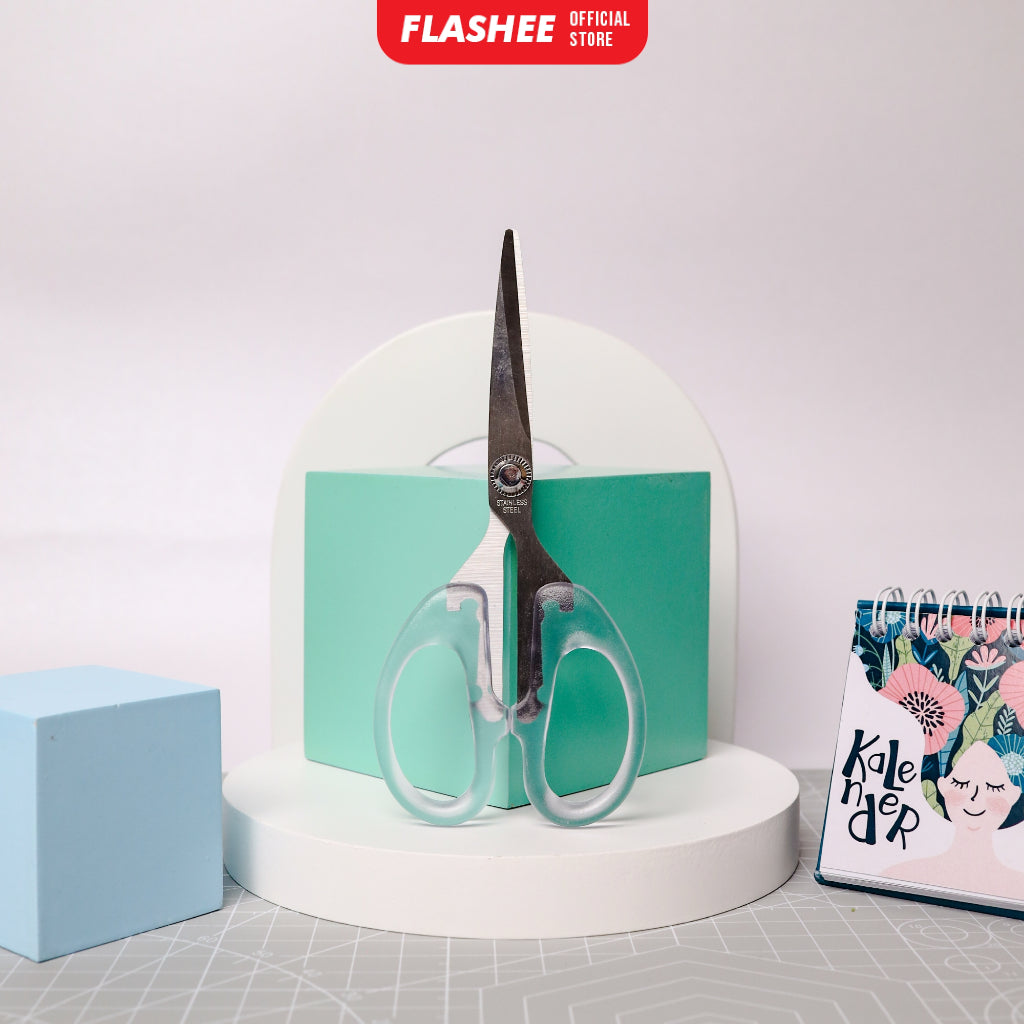 Flashee Gunting Transparan Aesthetic 3 Ukuran Gunting Dagang Tahan Karat Gunting Stainless Steel