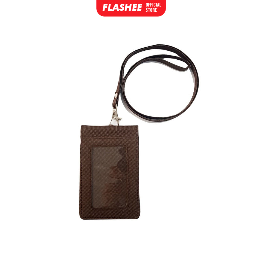 Flashee Lanyard ID Card Holder Brooklyn Name Tag Kancing Dua Sisi Plastik Kain Kanvas