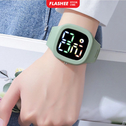 Flashee Jam Tangan Orin LED Digital Pria Wanita Rubber Electronic Fashion Couple Anak Remaja