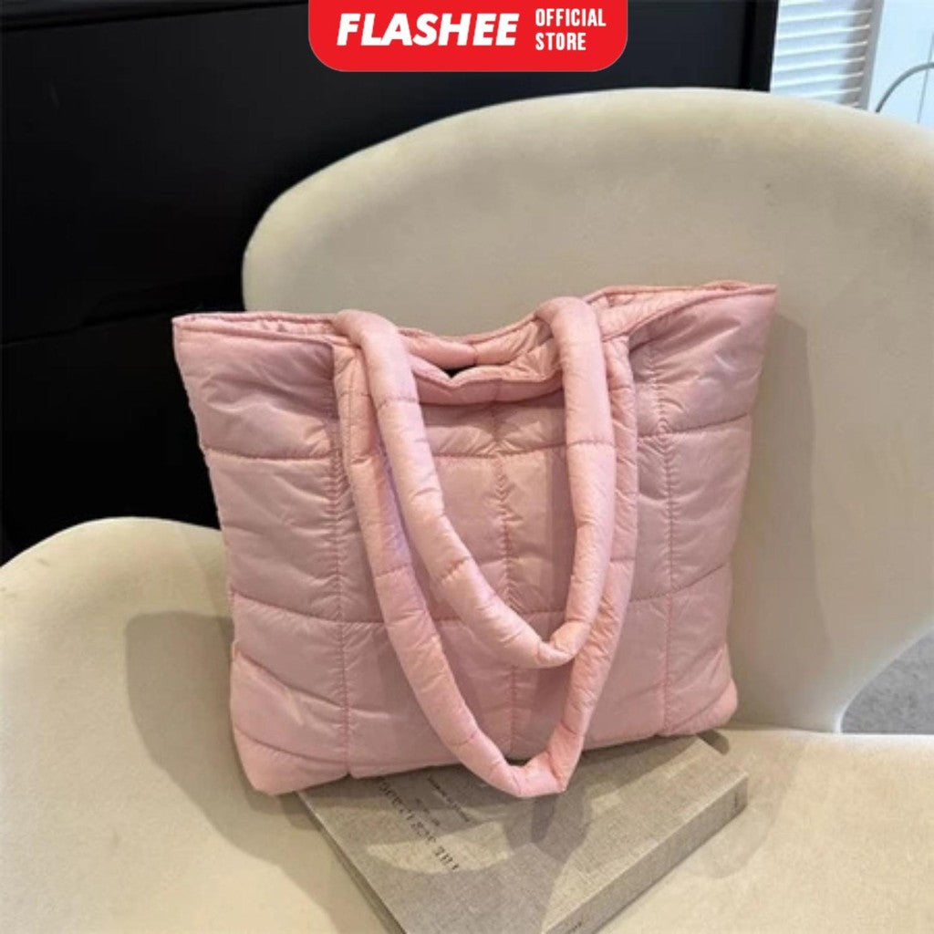 Flashee Puffy Bag Karen Tote Bag Resleting Tas Wanita Tas Laptop Kekinian Tas Kuliah