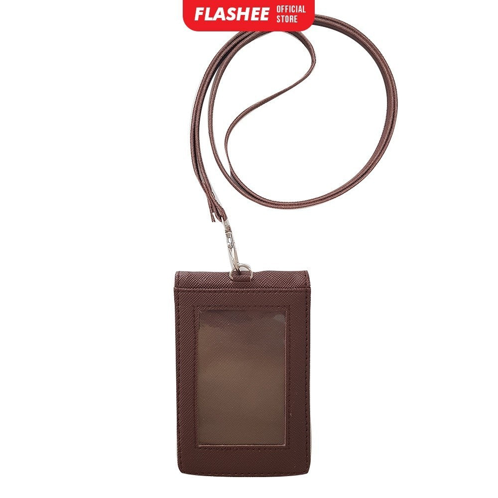 Flashee Lanyard ID Card Holder Harper Lanyard Name Tag Kulit Dua Sisi Bolak Balik Mika Kancing