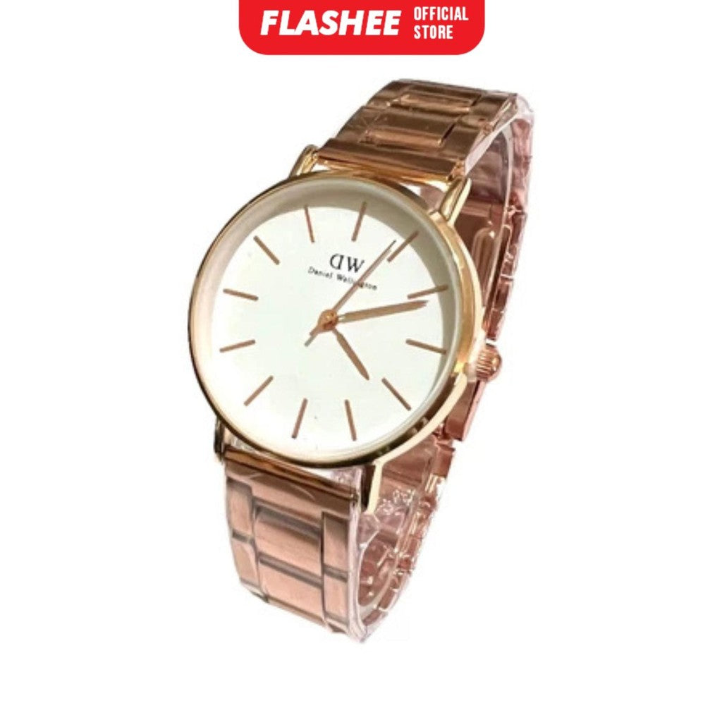 Flashee Jam Tangan Naila Analog Casual DW Stainless Steel Jam Tangan Wanita Rantai