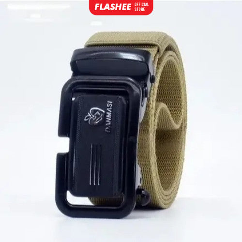 Flashee Ikat Pinggang Pria Canvas Stylish Metal Men Belt Detector Kepala Logam Besi