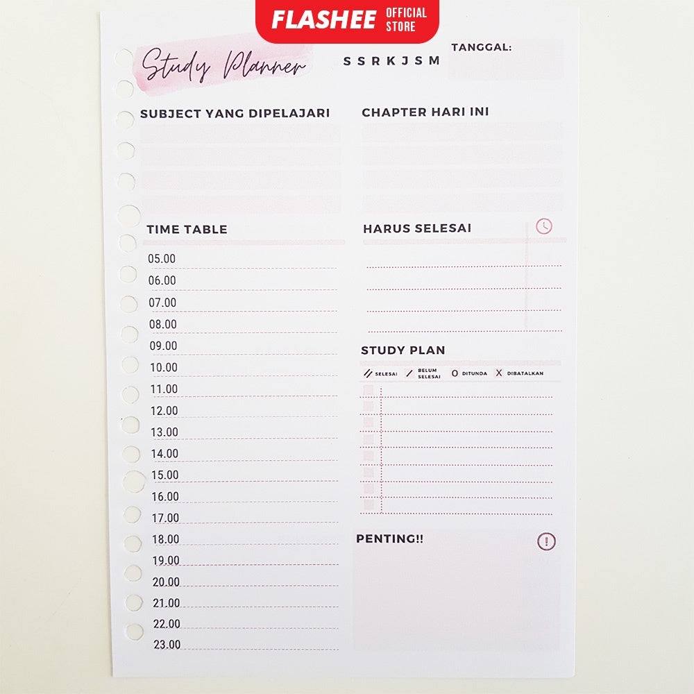Flashee Loose Leaf Study Planner Rencana Studi Student Planner A5 B5 Isi Binder Studi A5 B5 Study Planner A5 B5