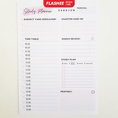 Flashee Loose Leaf Study Planner Rencana Studi Student Planner A5 B5 Isi Binder Studi A5 B5 Study Planner A5 B5