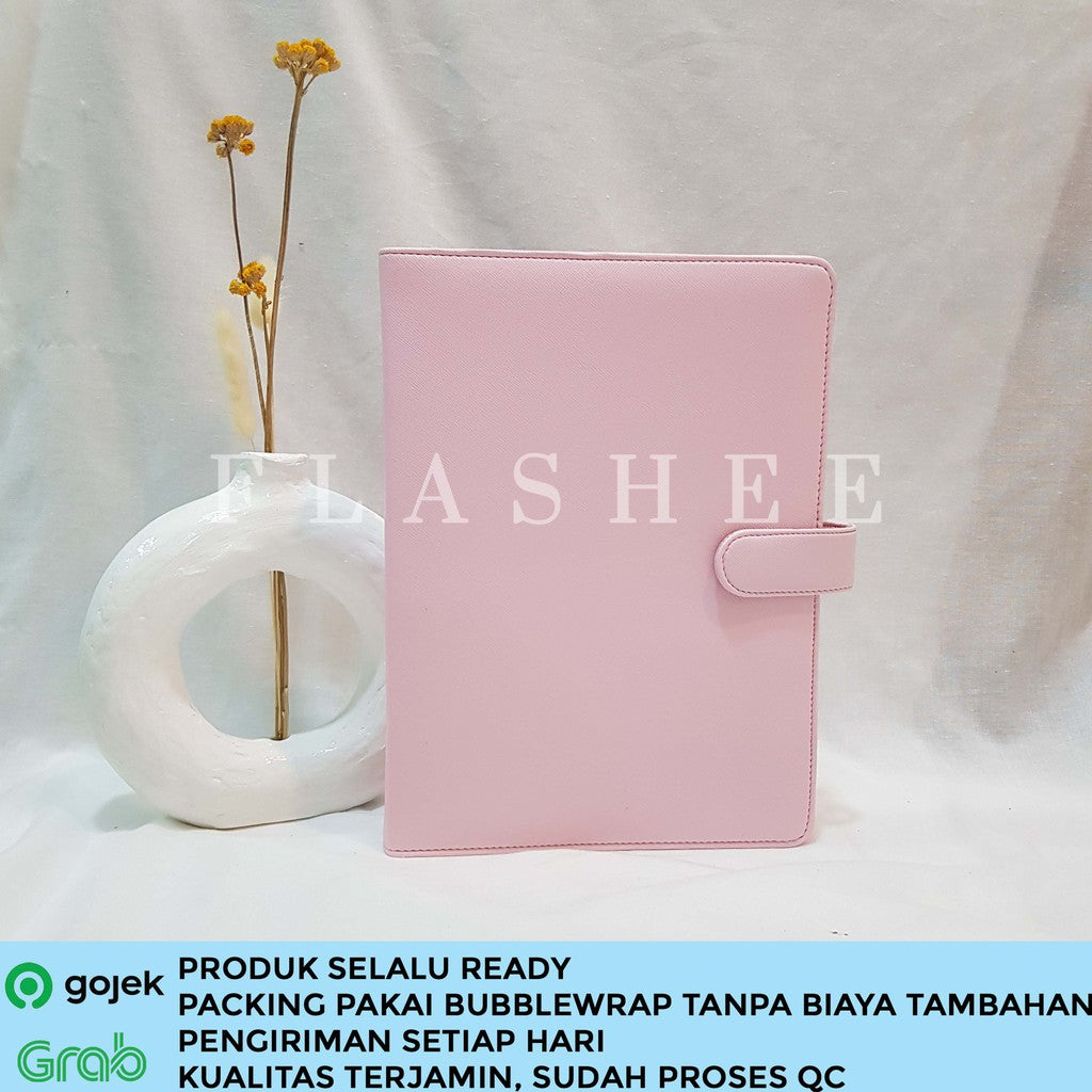 Flashee Binder Polos Warna Pink Muda Ukuran B5 Ring 26 Eksklusif Binder Sekolah Isi Ulang COD