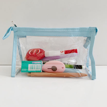 Flashee Kotak Pensil Transparan Minimalis Multifungsi Tas Makeup Tas Penyimpanan Transparan Warna