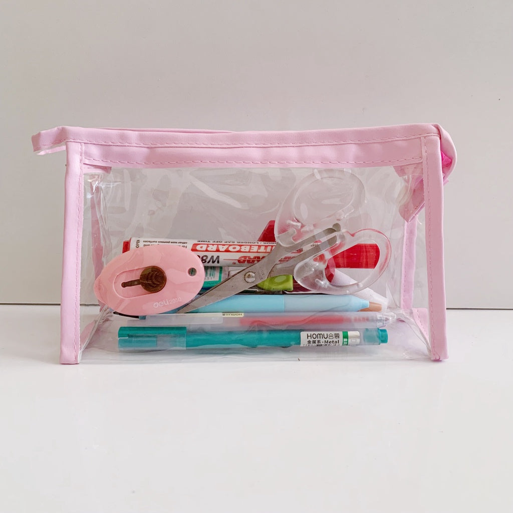 Flashee Kotak Pensil Transparan Minimalis Multifungsi Tas Makeup Tas Penyimpanan Transparan Warna