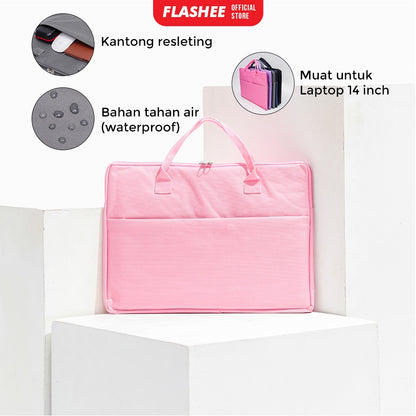 Flashee Tas Laptop 14 Inch Tas Laptop Sleeve Camden Laptop Bag Wanita Canvas Pelindung Laptop Pria