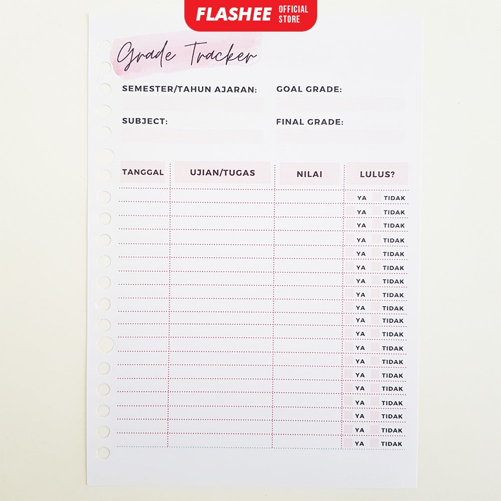 Flashee Loose Leaf Study Planner Rencana Studi Student Planner A5 B5 Isi Binder Studi A5 B5 Study Planner A5 B5