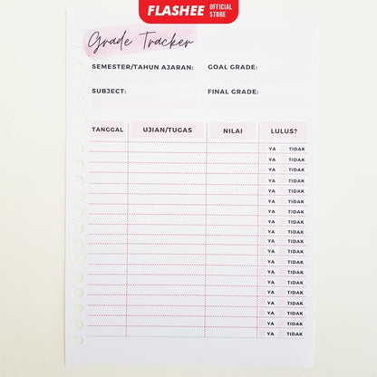 Flashee Loose Leaf Study Planner Rencana Studi Student Planner A5 B5 Isi Binder Studi A5 B5 Study Planner A5 B5