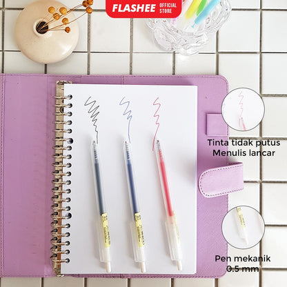 Flashee Pen Gel Mekanik Click and Go Basic Ballpoint Pulpen Narita Gel Mekanik 0,05 mm