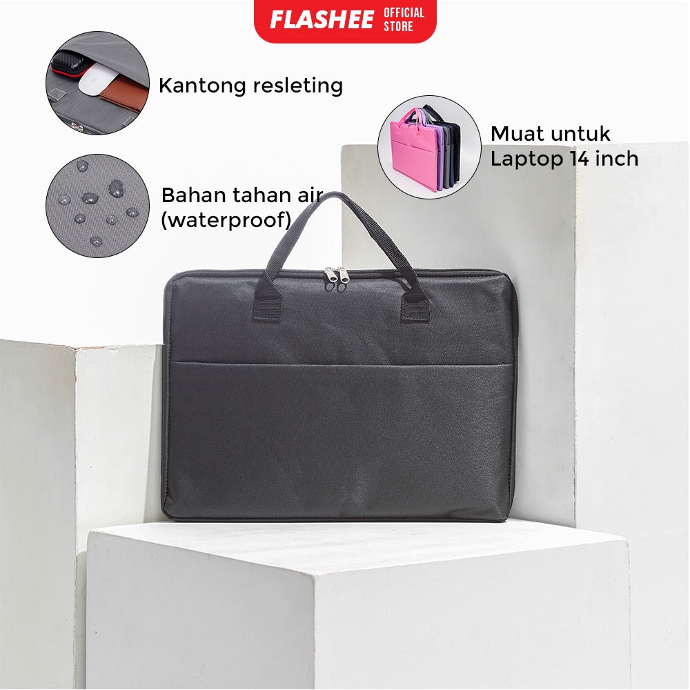 Flashee Tas Laptop 14 Inch Tas Laptop Sleeve Camden Laptop Bag Wanita Canvas Pelindung Laptop Pria