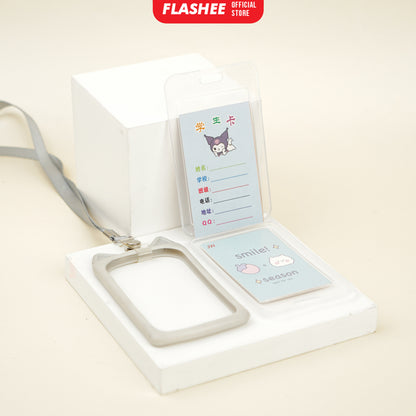 Flashee Lanyard ID Card Motif Kawai Kucing Lucu Flashee ID Card Akses MRT Busway E-Money Flazz
