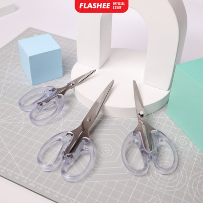 Flashee Gunting Transparan Aesthetic 3 Ukuran Gunting Dagang Tahan Karat Gunting Stainless Steel