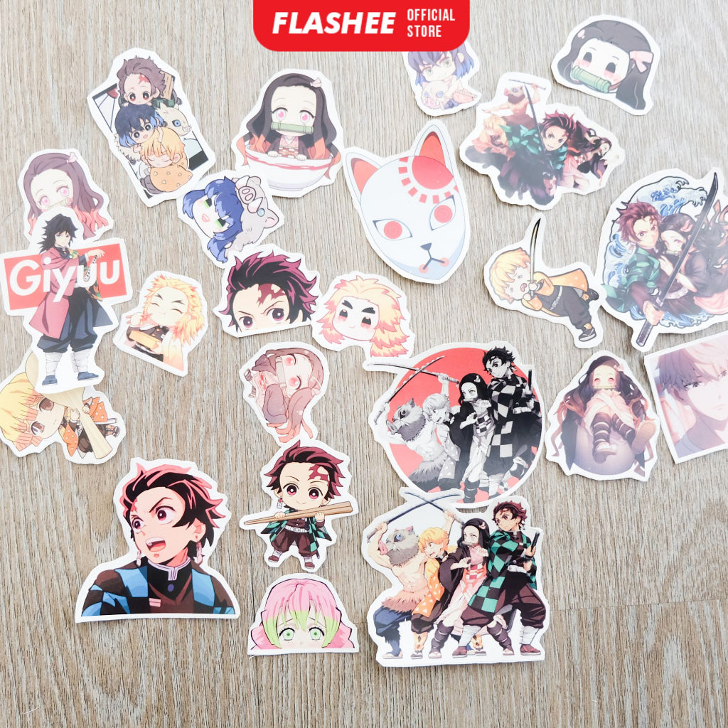 Flashee Stiker Anime One Piece Naruto Haikyu Stiker Karakter Set AOT Kimetsu No Yaiba Spy X Family Tidak Luntur