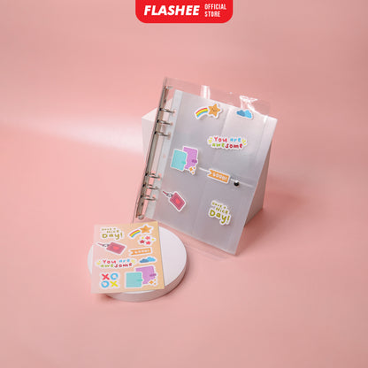 Flashee Stiker Motif Lucu Aesthetic Korea Anti Air Stiker Tumbler Vinyl Glossy Stiker Kawai