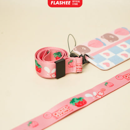 Flashee Name Tag Motif Kawai Lucu Korea Bear ID Card Photocard Tali Premium Bahan Lanyard Tebal