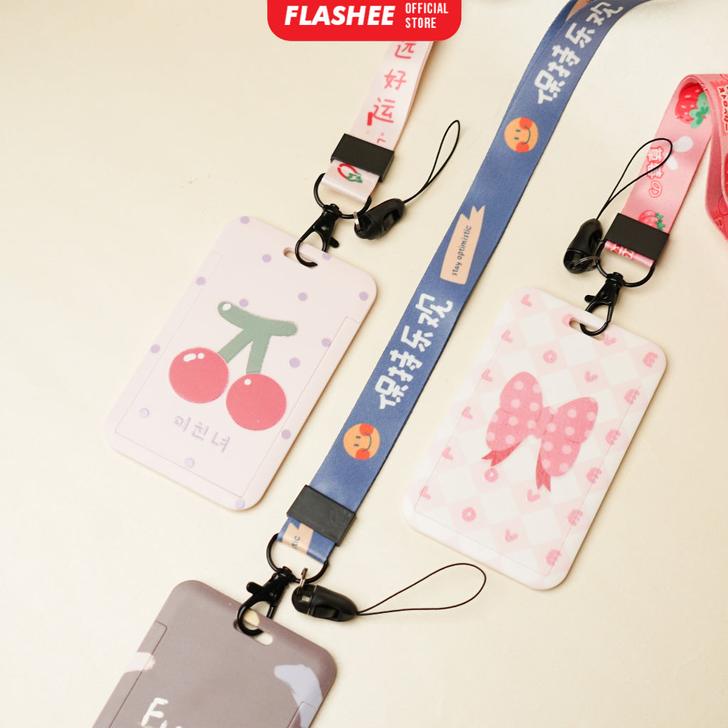 Flashee ID Card Gantungan Tempat Kartu Motif Kawaii Akses MRT Busway E-Money ID Card Tempat Kartu Kantor