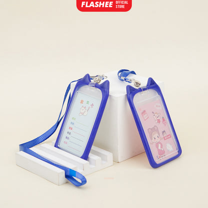 Flashee Lanyard ID Card Motif Kawai Kucing Lucu Flashee ID Card Akses MRT Busway E-Money Flazz