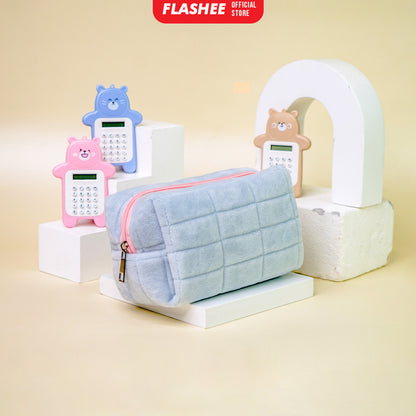 Flashee Kotak Pensil Aesthetic Korea Bulu Lucu Cloudy Pencil Bag Large Tempat Pensil Sekolah Flashee Muji Style Muat Banyak Kapasitas Besar Multifungsi