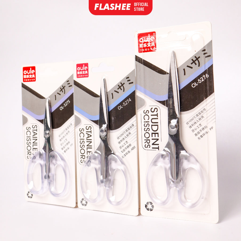 Flashee Gunting Transparan Aesthetic 3 Ukuran Gunting Dagang Tahan Karat Gunting Stainless Steel