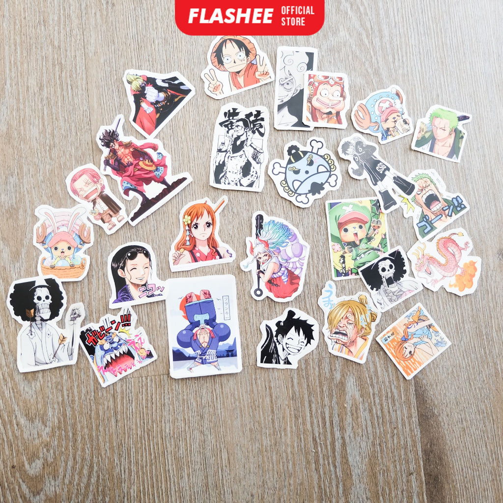 Flashee Stiker Anime One Piece Naruto Haikyu Stiker Karakter Set AOT Kimetsu No Yaiba Spy X Family Tidak Luntur