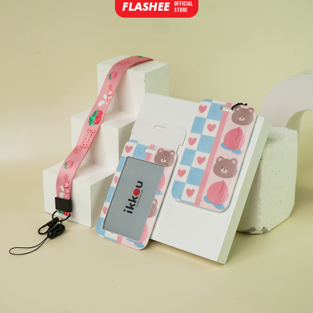 Flashee ID Card Gantungan Tempat Kartu Motif Kawaii Akses MRT Busway E-Money ID Card Tempat Kartu Kantor