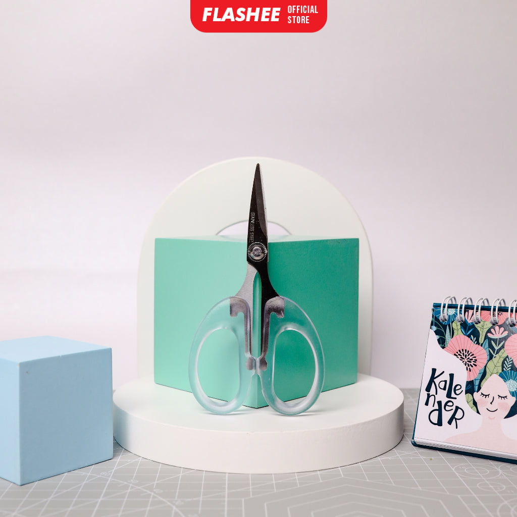 Flashee Gunting Transparan Aesthetic 3 Ukuran Gunting Dagang Tahan Karat Gunting Stainless Steel