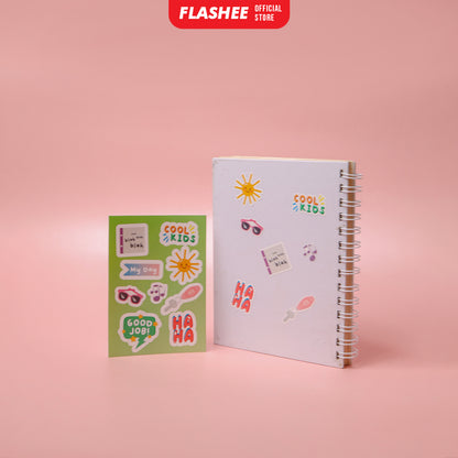 Flashee Stiker Motif Lucu Aesthetic Korea Anti Air Stiker Tumbler Vinyl Glossy Stiker Kawai