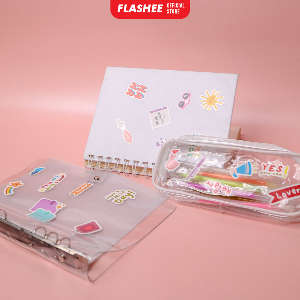 Flashee Stiker Motif Lucu Aesthetic Korea Anti Air Stiker Tumbler Vinyl Glossy Stiker Kawai
