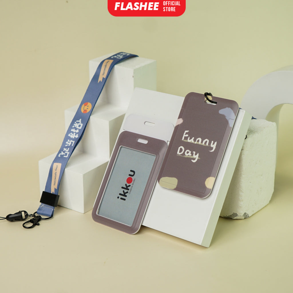 Flashee ID Card Gantungan Tempat Kartu Motif Kawaii Akses MRT Busway E-Money ID Card Tempat Kartu Kantor
