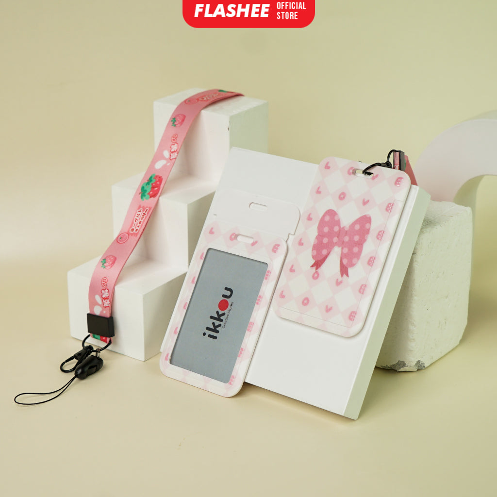 Flashee ID Card Gantungan Tempat Kartu Motif Kawaii Akses MRT Busway E-Money ID Card Tempat Kartu Kantor