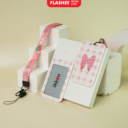 Flashee ID Card Gantungan Tempat Kartu Motif Kawaii Akses MRT Busway E-Money ID Card Tempat Kartu Kantor