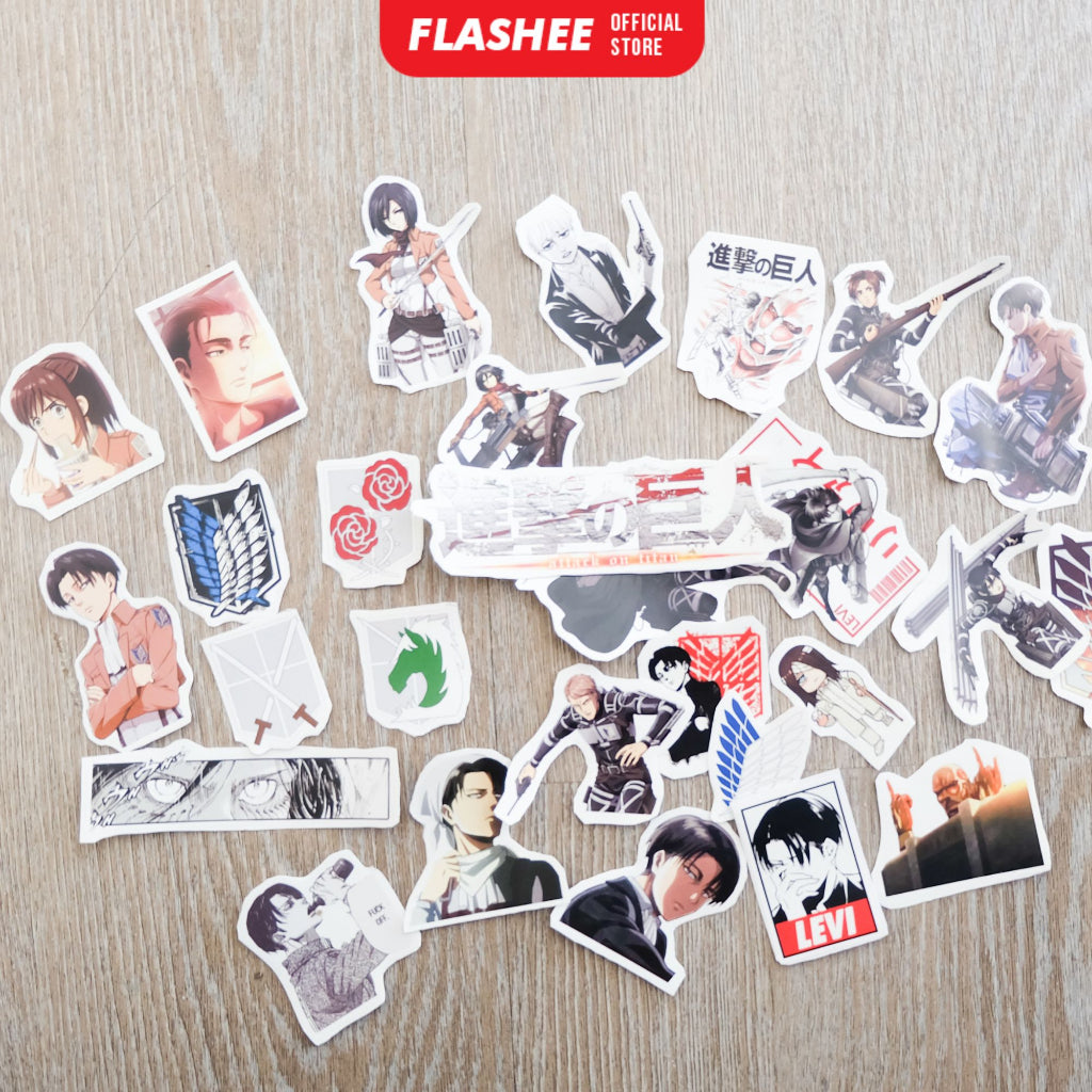 Flashee Stiker Anime One Piece Naruto Haikyu Stiker Karakter Set AOT Kimetsu No Yaiba Spy X Family Tidak Luntur