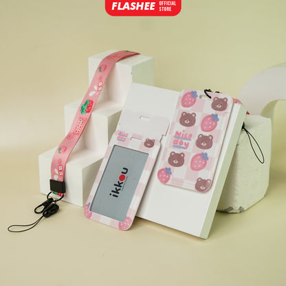 Flashee ID Card Gantungan Tempat Kartu Motif Kawaii Akses MRT Busway E-Money ID Card Tempat Kartu Kantor