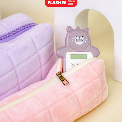 Flashee Tempat Pensil Bulu Lucu Aesthetic Korea Cloudy Pencil Bag Small Kotak Pensil Lucu Muji Style Warna Pastel COD Kantong Pensil Organizer