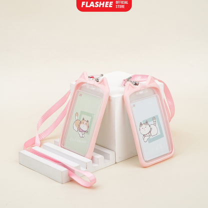 Flashee Lanyard ID Card Motif Kawai Kucing Lucu Flashee ID Card Akses MRT Busway E-Money Flazz