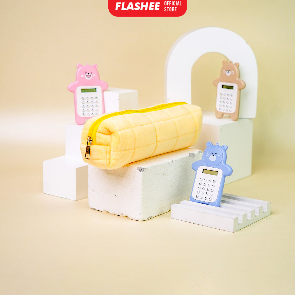 Flashee Tempat Pensil Bulu Lucu Aesthetic Korea Cloudy Pencil Bag Small Kotak Pensil Lucu Muji Style Warna Pastel COD Kantong Pensil Organizer