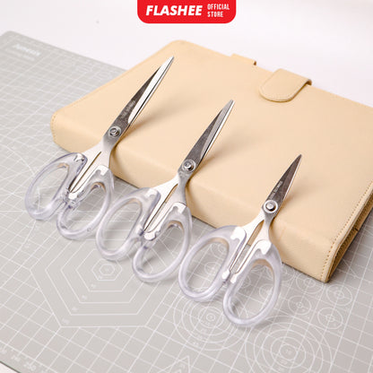 Flashee Gunting Transparan Aesthetic 3 Ukuran Gunting Dagang Tahan Karat Gunting Stainless Steel