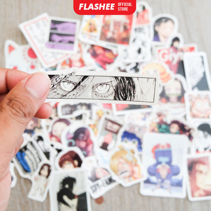 Flashee Stiker Anime One Piece Naruto Haikyu Stiker Karakter Set AOT Kimetsu No Yaiba Spy X Family Tidak Luntur