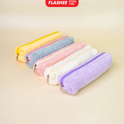 Flashee Tempat Pensil Bulu Lucu Aesthetic Korea Cloudy Pencil Bag Small Kotak Pensil Lucu Muji Style Warna Pastel COD Kantong Pensil Organizer