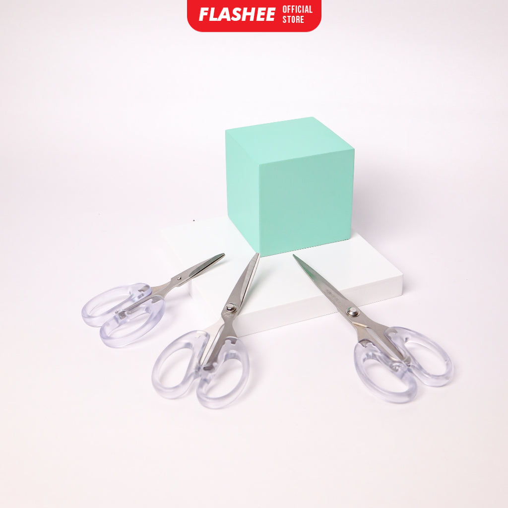 Flashee Gunting Transparan Aesthetic 3 Ukuran Gunting Dagang Tahan Karat Gunting Stainless Steel