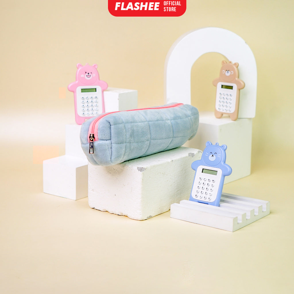 Flashee Tempat Pensil Bulu Lucu Aesthetic Korea Cloudy Pencil Bag Small Kotak Pensil Lucu Muji Style Warna Pastel COD Kantong Pensil Organizer