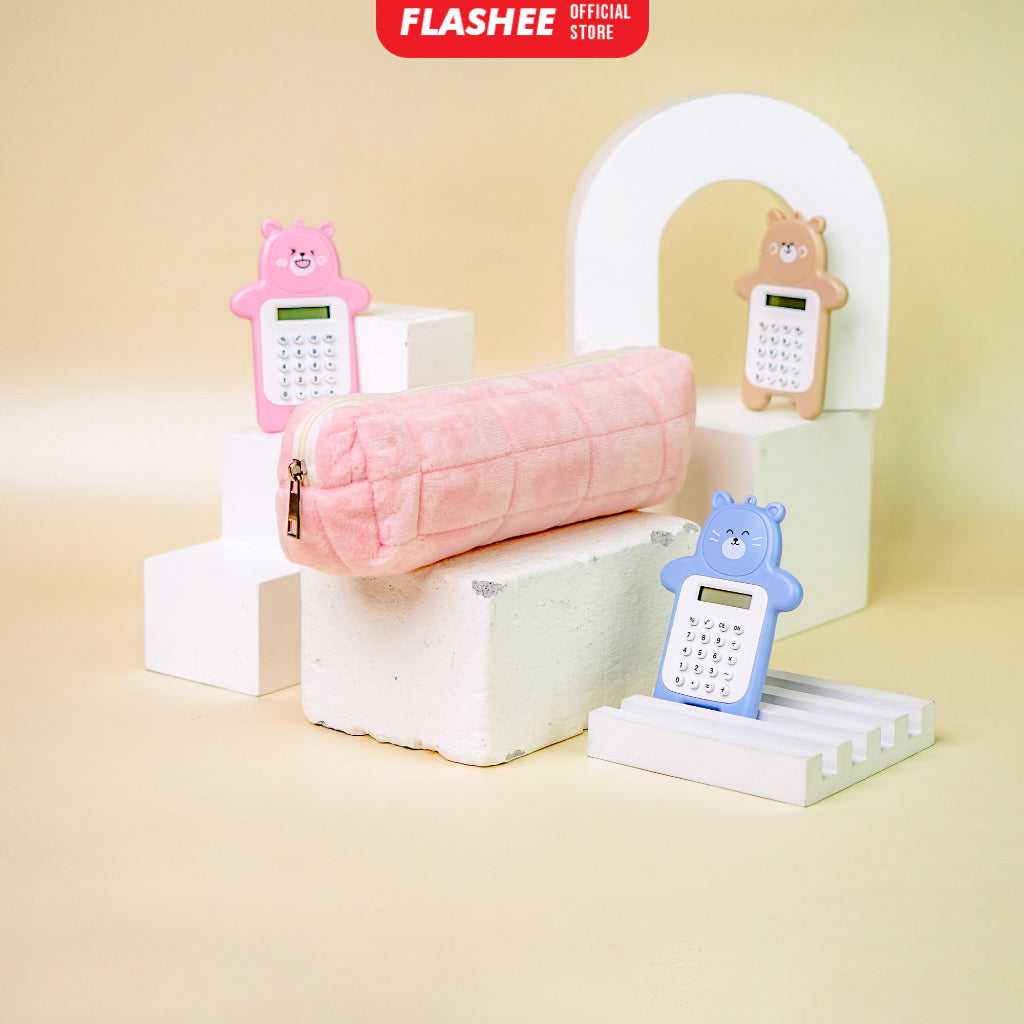 Flashee Tempat Pensil Bulu Lucu Aesthetic Korea Cloudy Pencil Bag Small Kotak Pensil Lucu Muji Style Warna Pastel COD Kantong Pensil Organizer