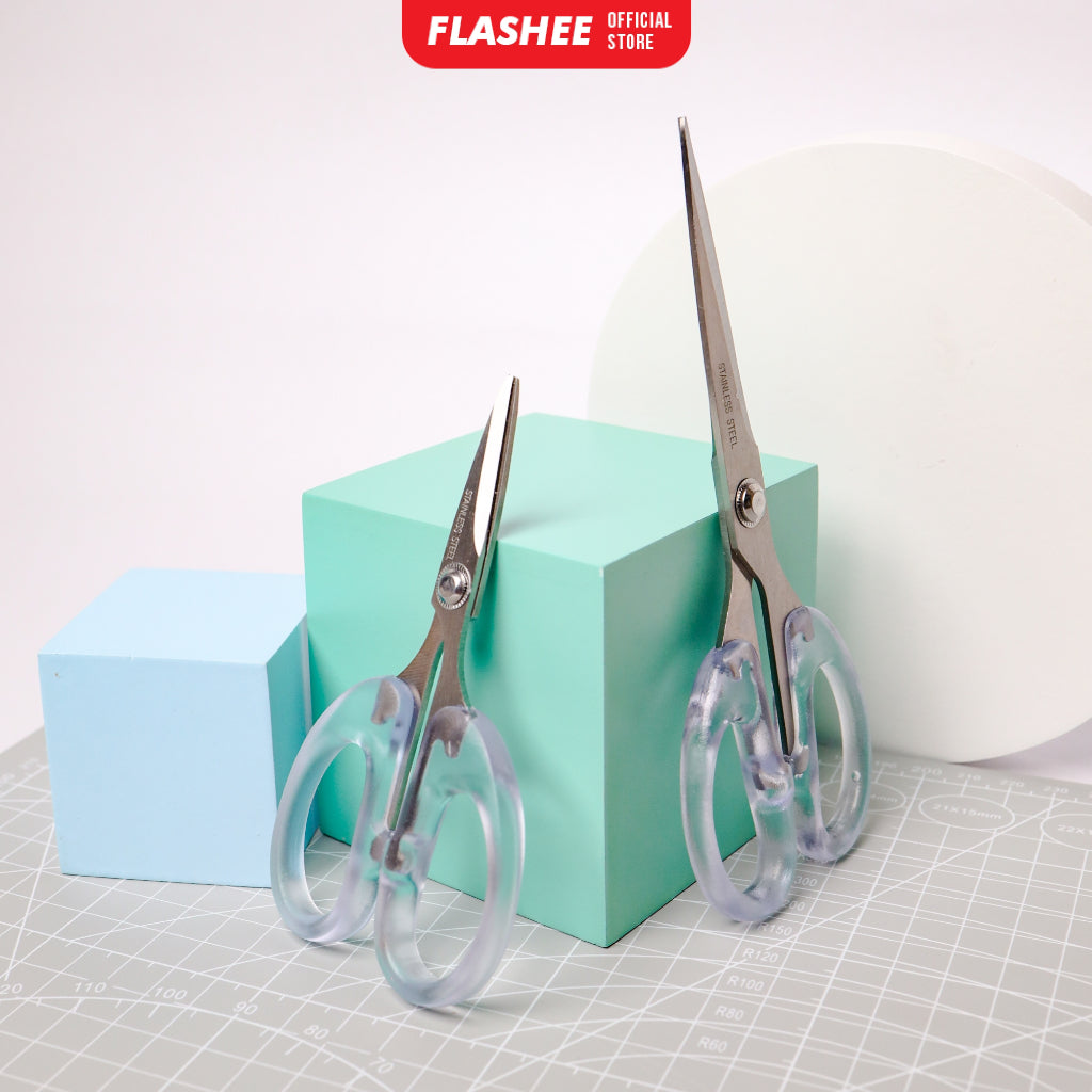 Flashee Gunting Transparan Aesthetic 3 Ukuran Gunting Dagang Tahan Karat Gunting Stainless Steel
