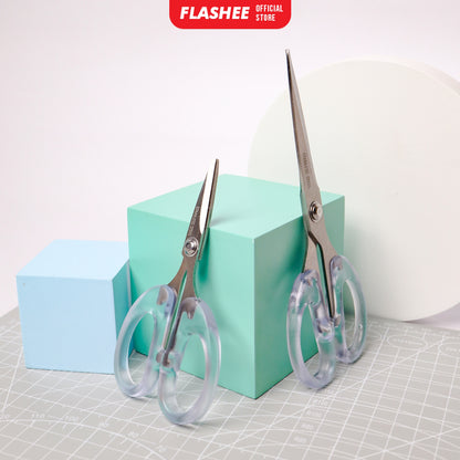 Flashee Gunting Transparan Aesthetic 3 Ukuran Gunting Dagang Tahan Karat Gunting Stainless Steel