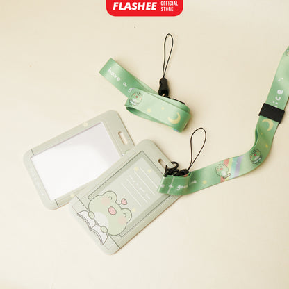 Flashee ID Card Gantungan Tempat Kartu Motif Kawaii Akses MRT Busway E-Money ID Card Tempat Kartu Kantor