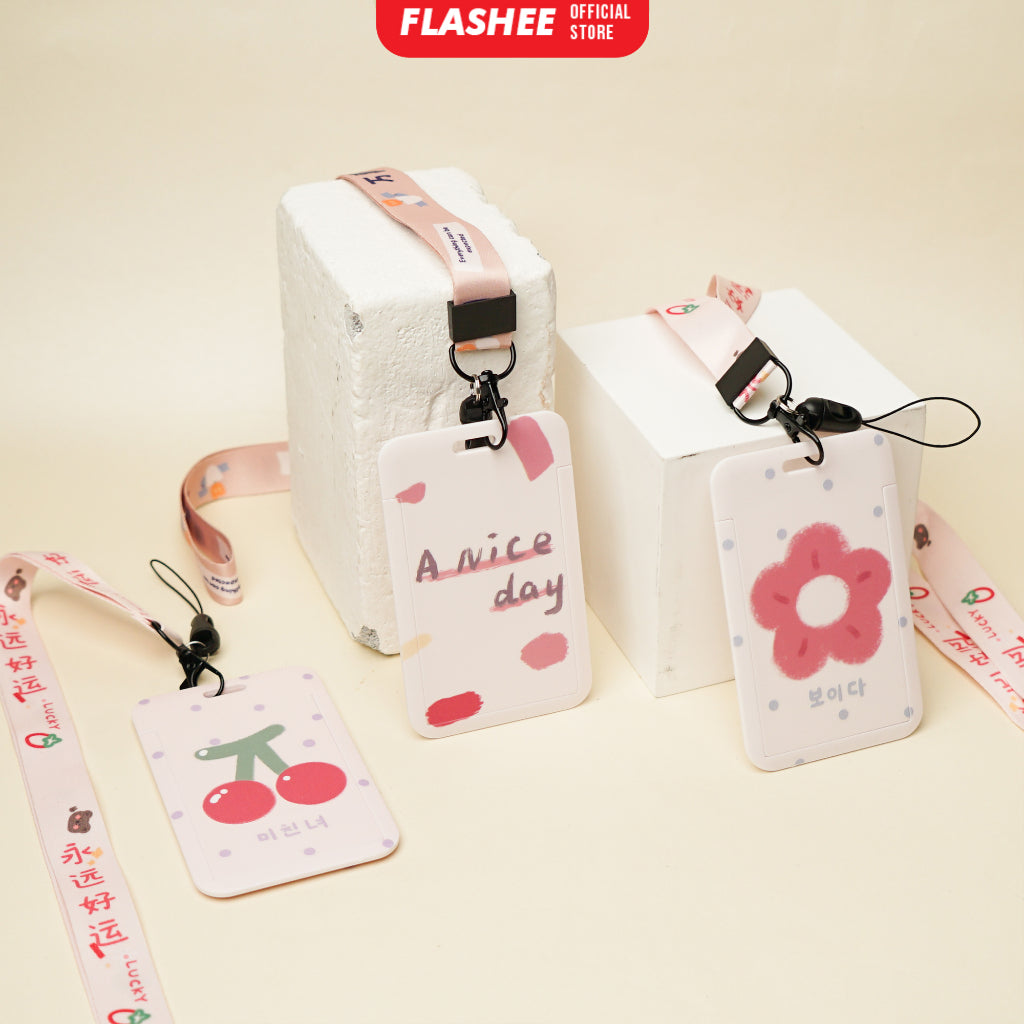 Flashee ID Card Gantungan Tempat Kartu Motif Kawaii Akses MRT Busway E-Money ID Card Tempat Kartu Kantor