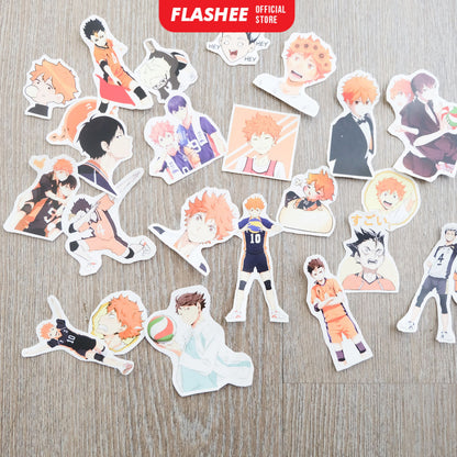 Flashee Stiker Anime One Piece Naruto Haikyu Stiker Karakter Set AOT Kimetsu No Yaiba Spy X Family Tidak Luntur